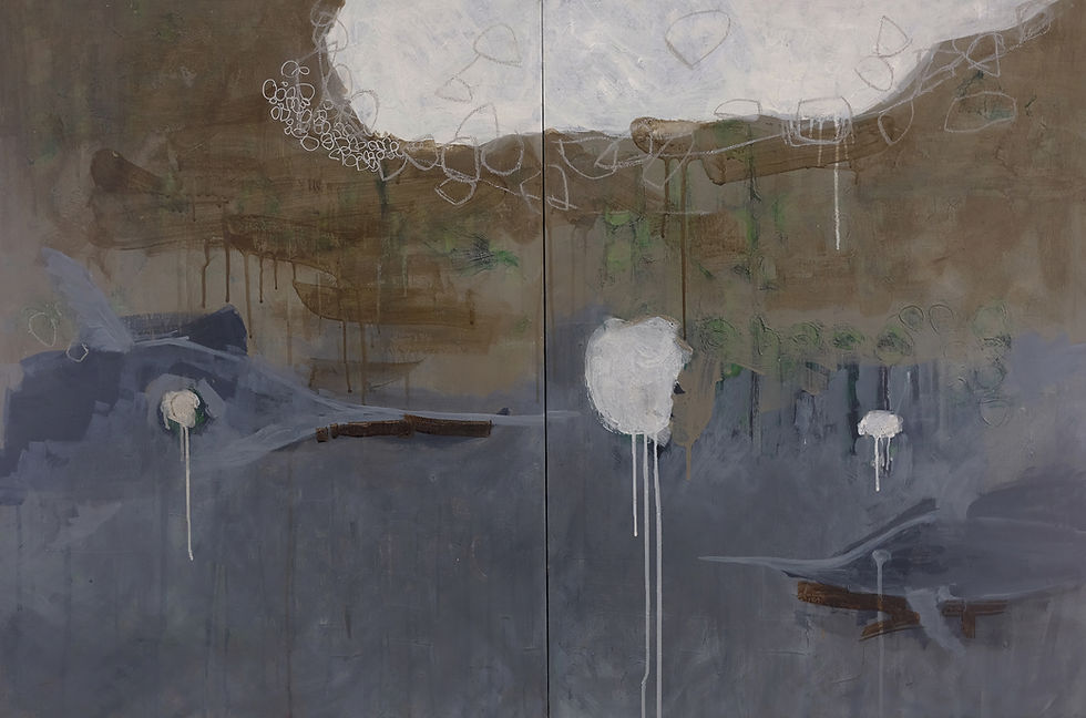 painting Unique Rita Alaoui abstract Landscape work on canvas Acrylic and oil stick on canvas contemporary art