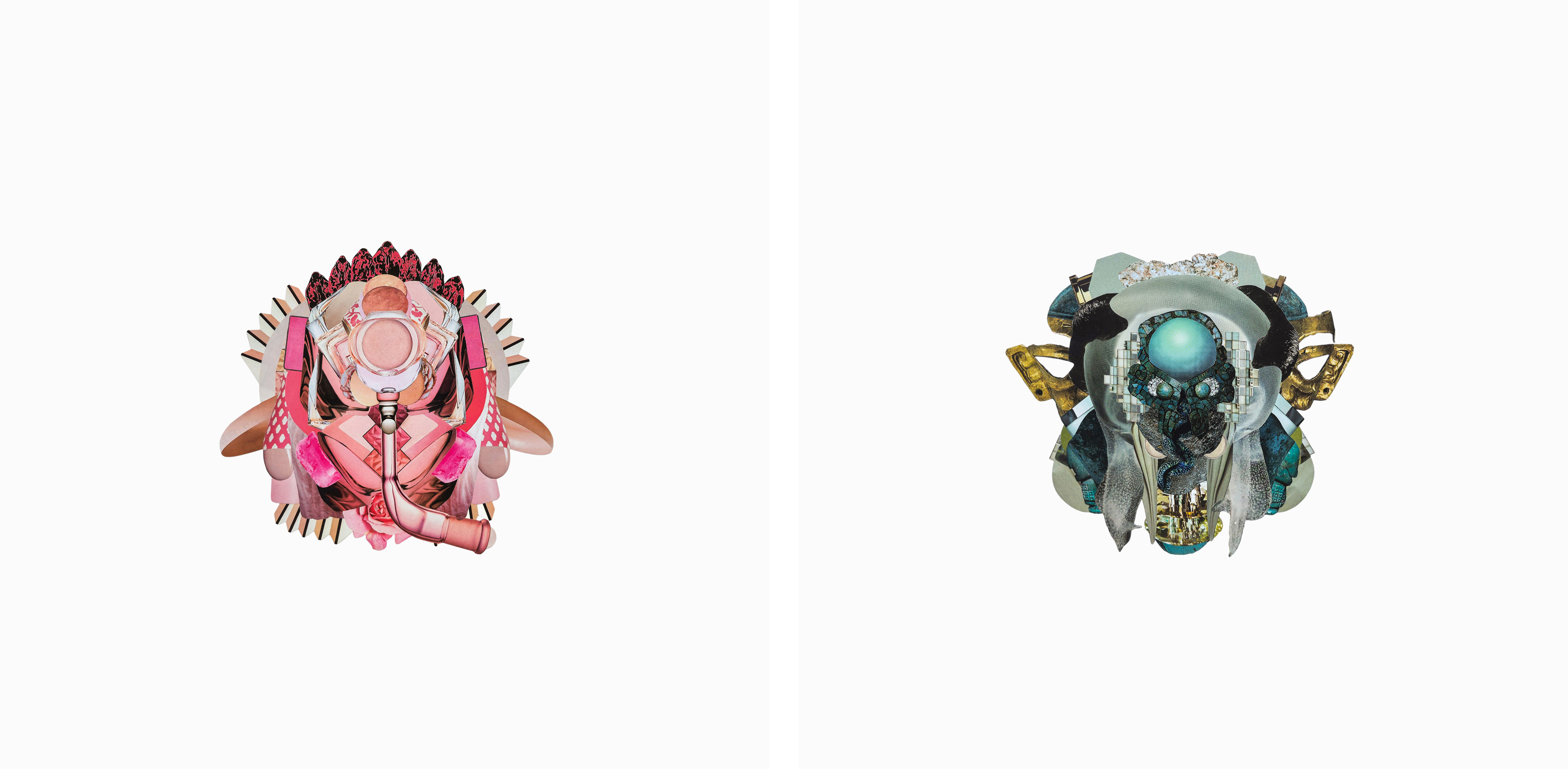 Fredy Saul Serrano collage Contemporary abstract geometric colors futurist works on paper