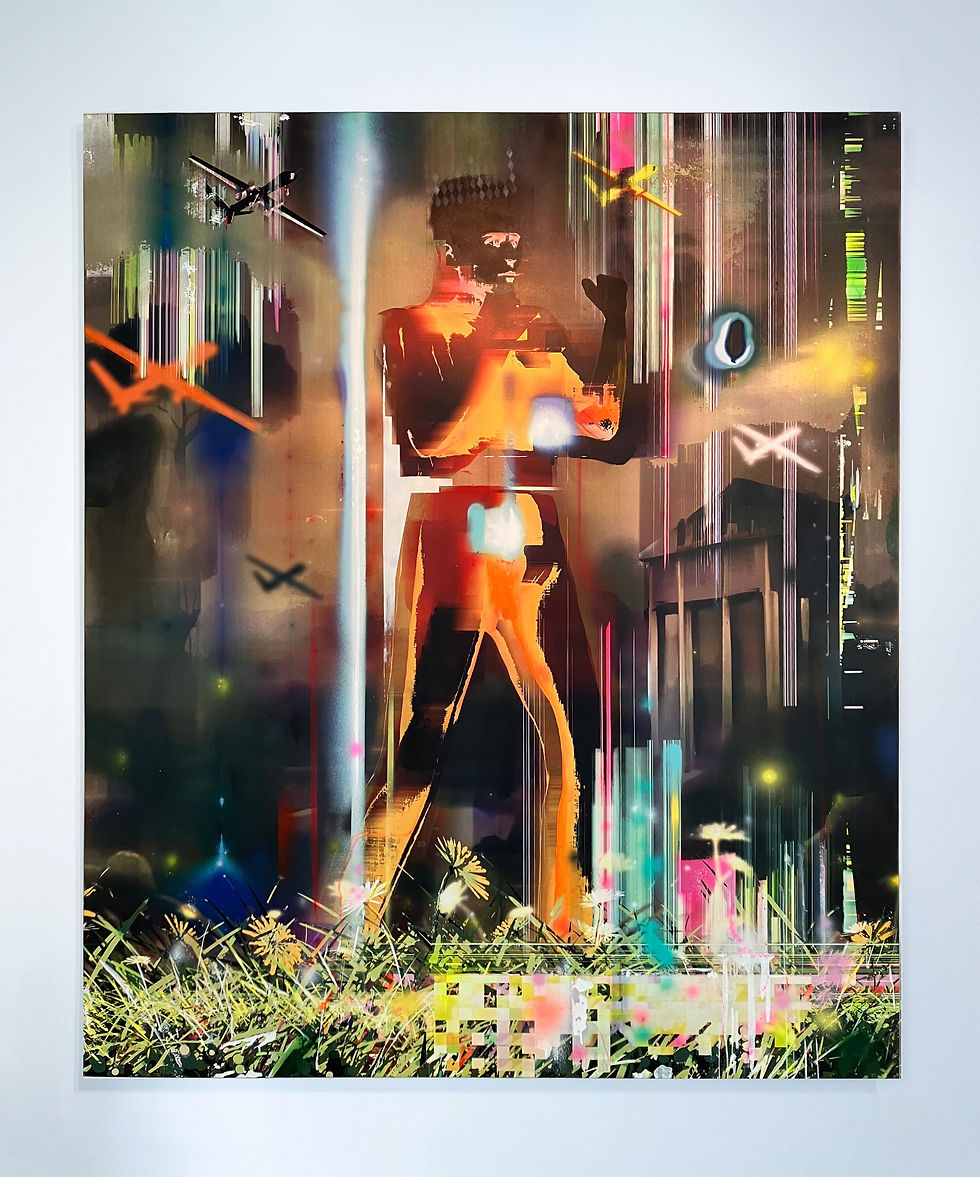 Francisco Larios Painting figurative mixed media on canvas dog conemporary pop painting