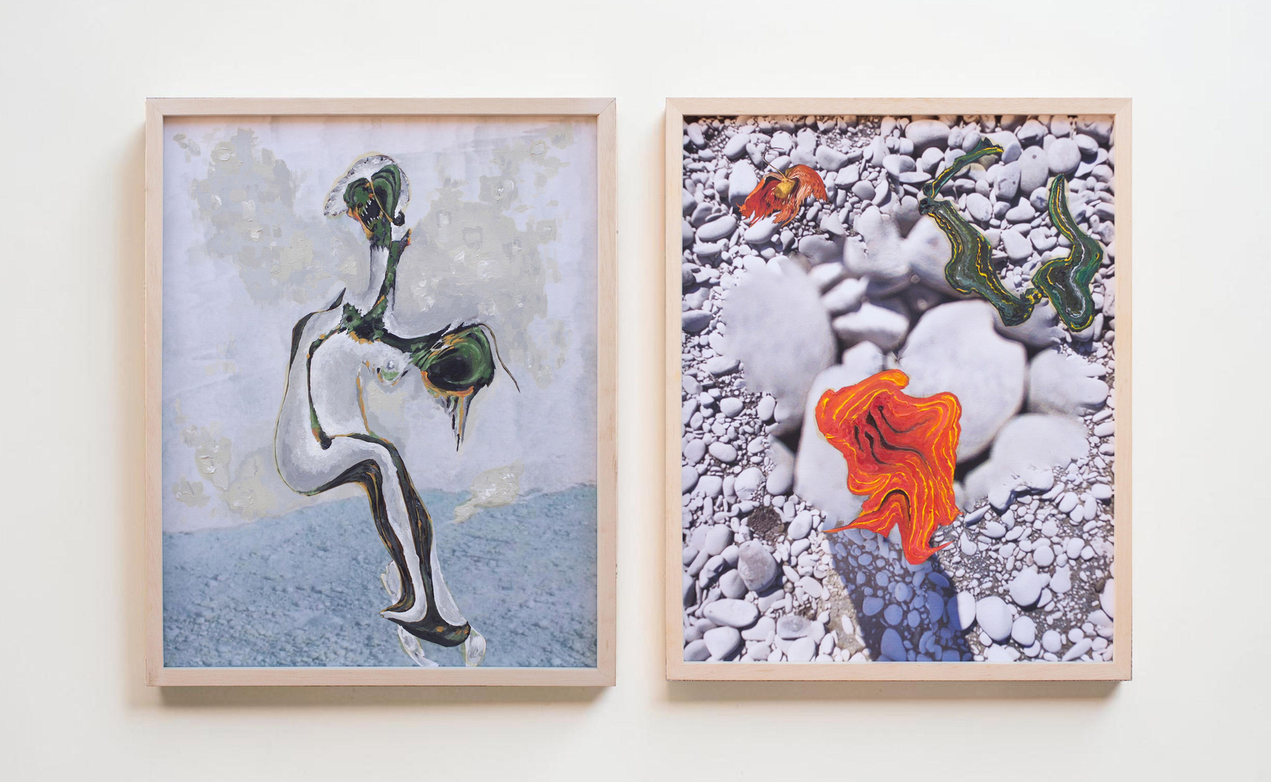 Paired screen experience painting Rodrigo Etem, 2024, dual virtual, Painting mixed media