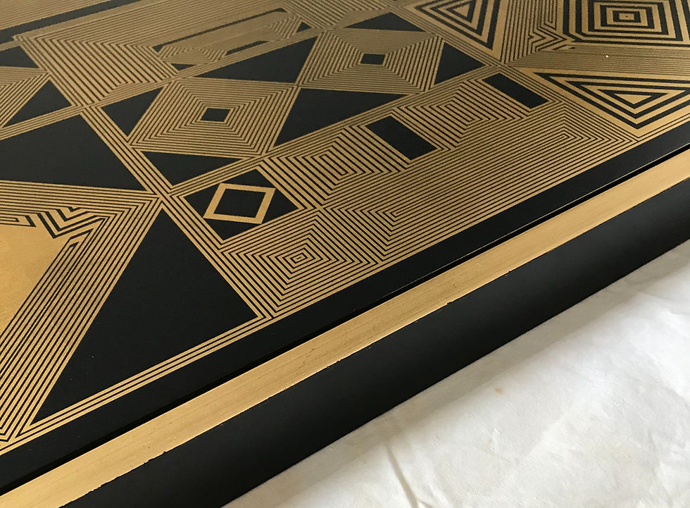 Thumbnail: Lacquer, Acrylic, Oil and Gold Leaf on MDF Francisco Larios abstract art wall sculpture