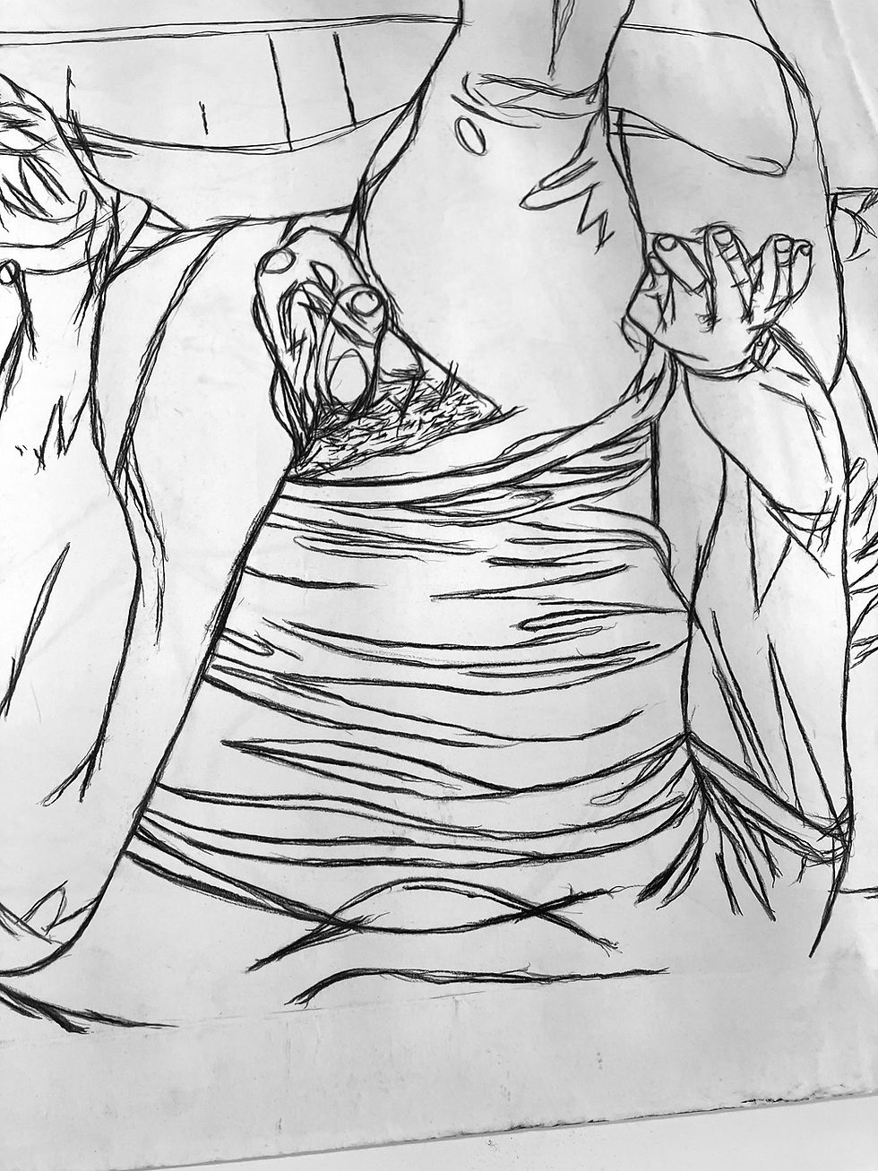 Thumbnail: Pedro Pablo, portrait, illustration, Black crayon on archival paper, figurative, nude