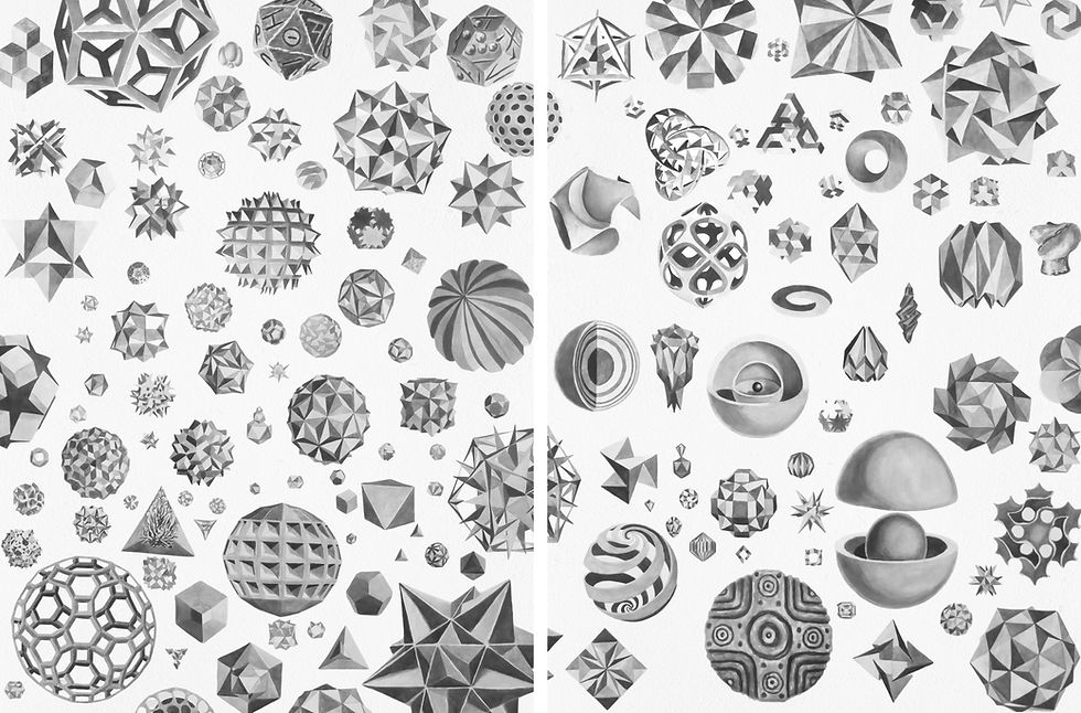 Cielo platon 2 and 3, 2021 From The Series Plato’s Heaven Soluble graphite on canvas