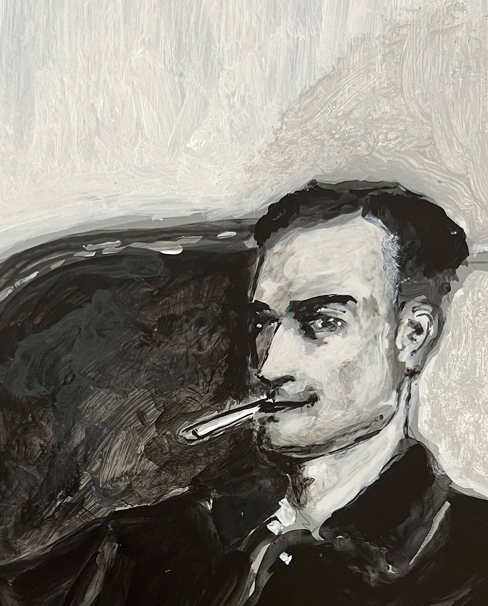 Thumbnail: Manuel Santelices society design Painting Acrylic on linen board Figurative Portrait