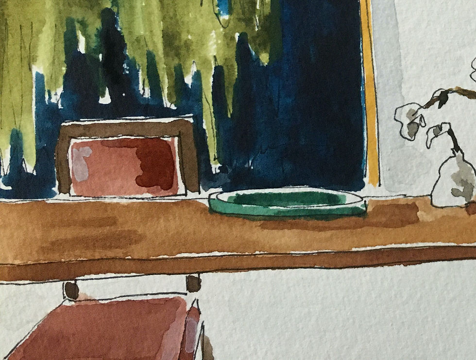 Manuel Santelices drawings works on paper interiors scene watercolors celebrities society design chair furniture
