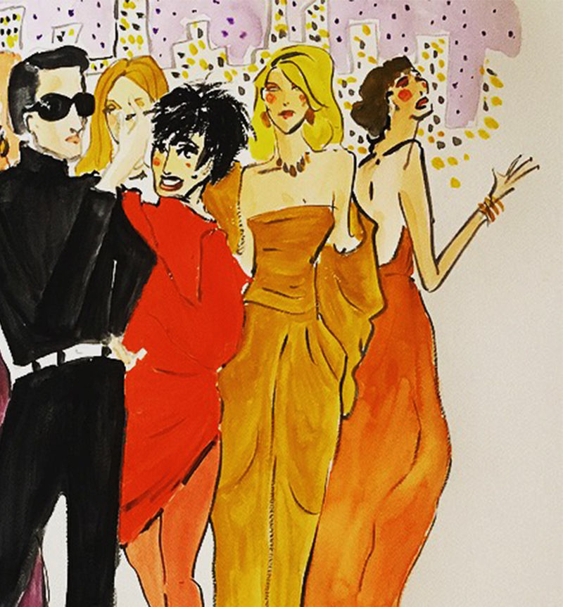 Manuel Santelices drawings works on paper fashion watercolors celebrities society design