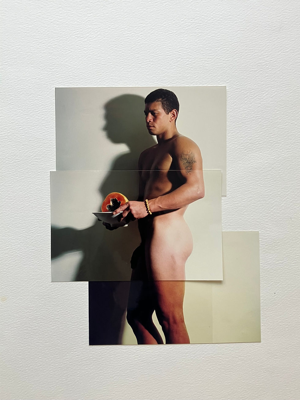 Photo Collage color photography male nude figurative portrait fruits