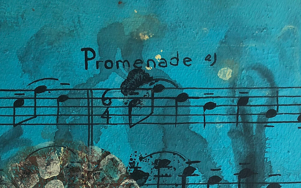 Thumbnail: Promenade, mixedmedia_Sergio Bazan_abstract_painting_ Argentinian artists_blue_music abstract_ contemporary painting