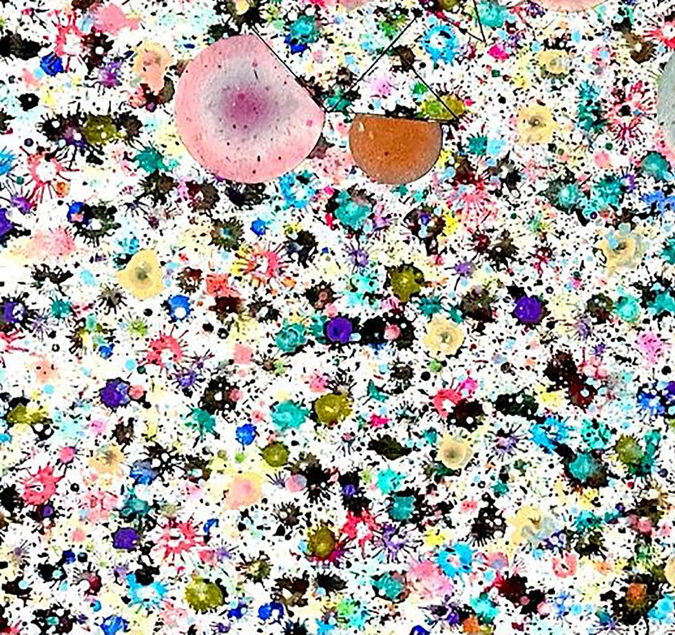 Thumbnail: Andres Ferrandis  Constellations #2, 2022  Acrylic, Silk-Screened Amate paper, Wax Thread  Mounted on Stretcher