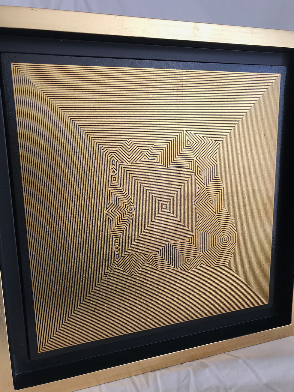 Thumbnail: Lacquer, Acrylic, Oil and Gold Leaf on MDF  Francisco Larios Painting Abstract gold contemporary geometric