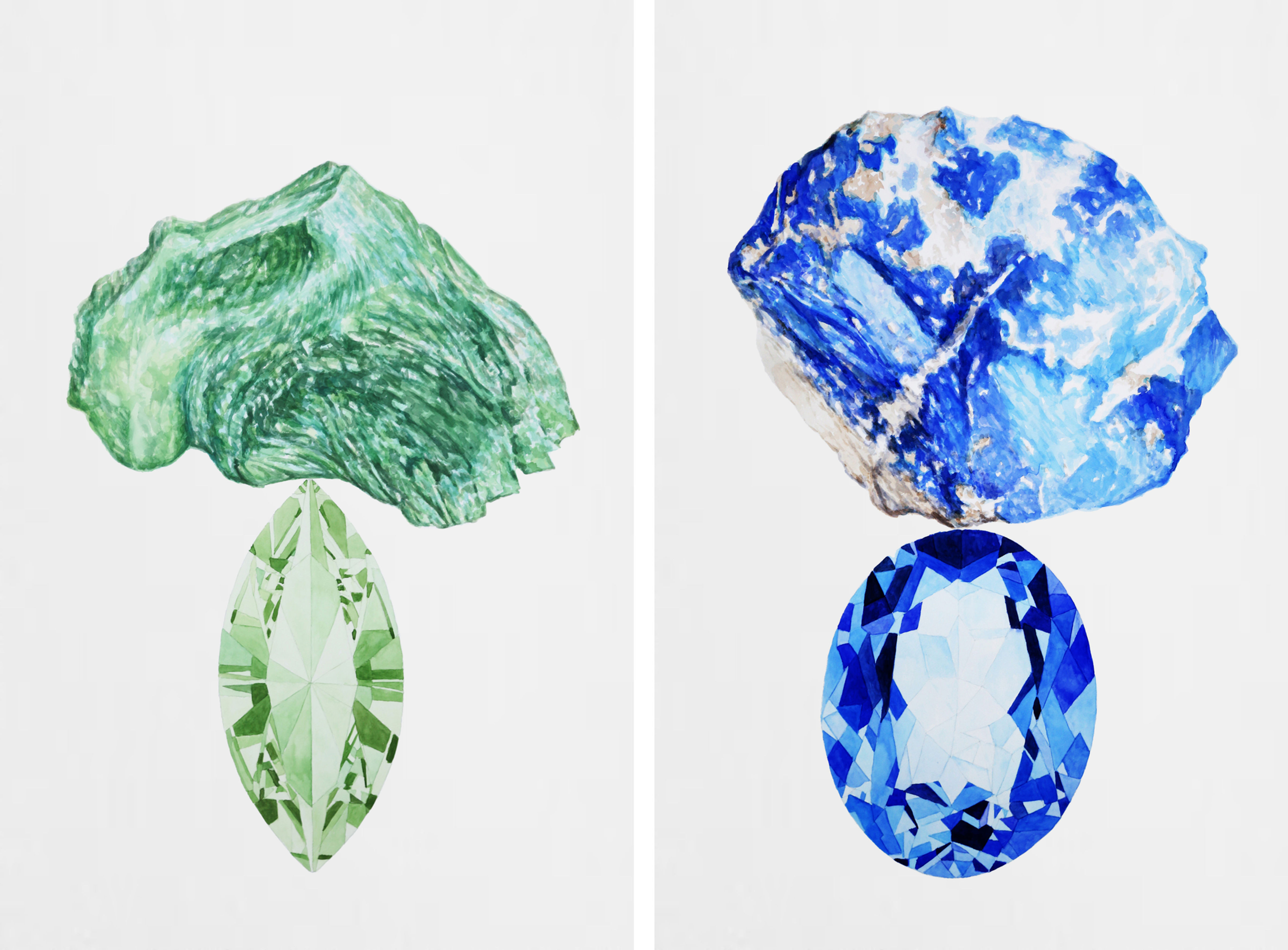 La memoria de narciso 3 and 4, 2017 From The Series The memory of narcissus Watercolor on cardboard