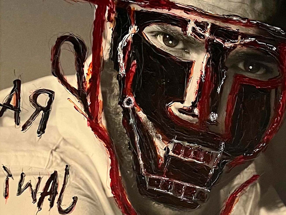 Thumbnail: Jamie Dornan B&W Photo intervened by the artists From The IWMYAS series figurative fashion contemporary art