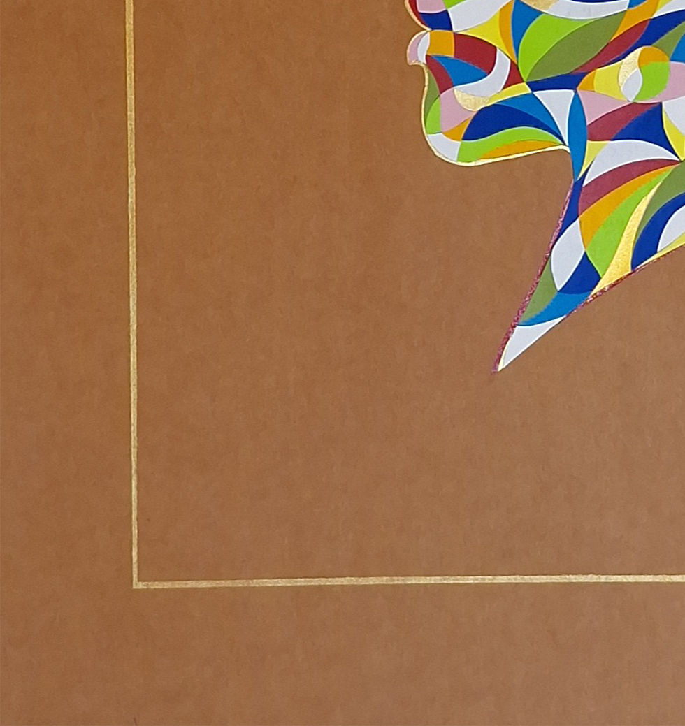 Thumbnail: Acrylic paint on cellulose leather figurative abstract color portrait painting