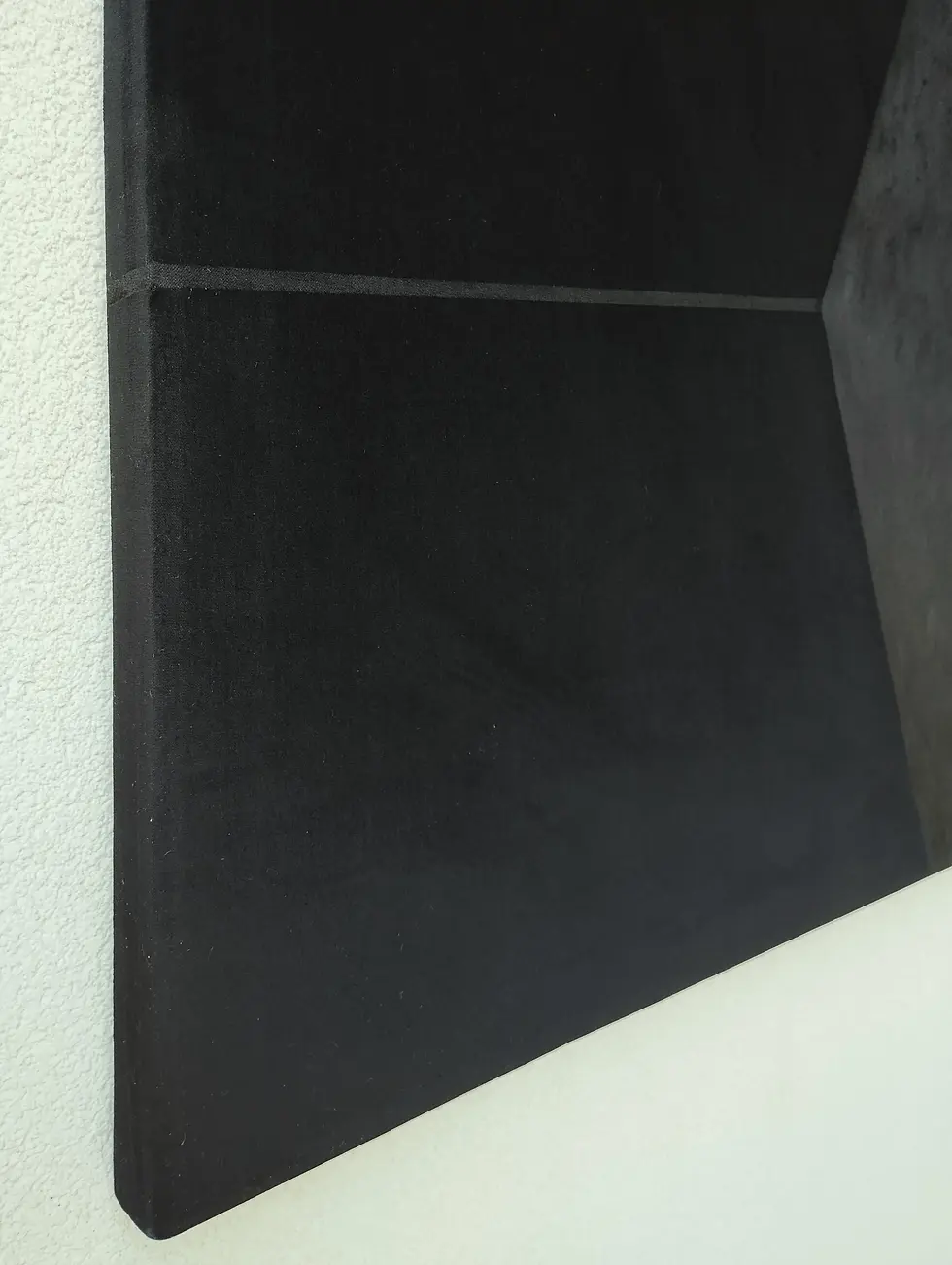 Thumbnail: Detail of graphite sheen and acrylic emulsion on black industrial velour surface in Big Soft Form 1 by Bosiljka Zirojevic