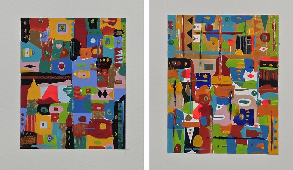 Acrylic paint on paper abstract painting color Geometric Contemporary Pop Patterns