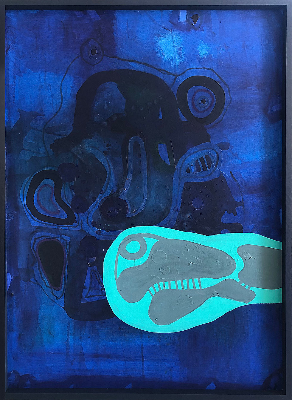 AZULES 2, 2021_Alec Franco_Mixed envelope on raw rustic canvas_Abstract_Biology
