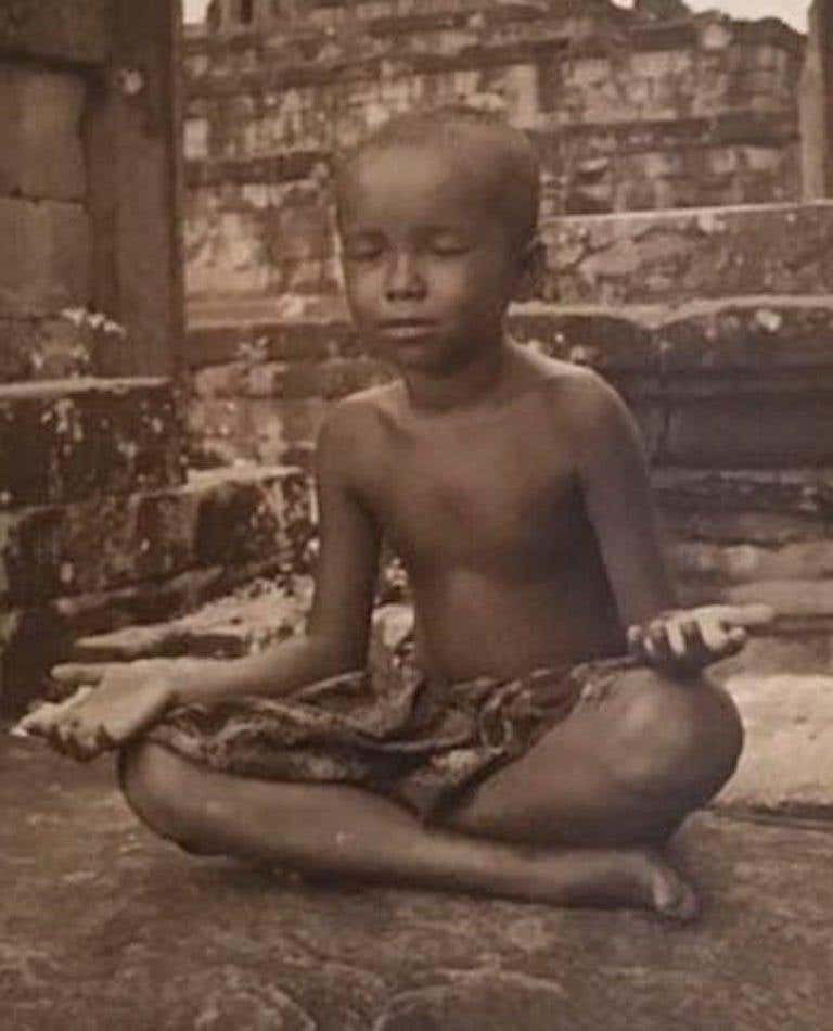 Thumbnail: Little Buddha, 1998 Robert curran  portrait sepia photogrpah
