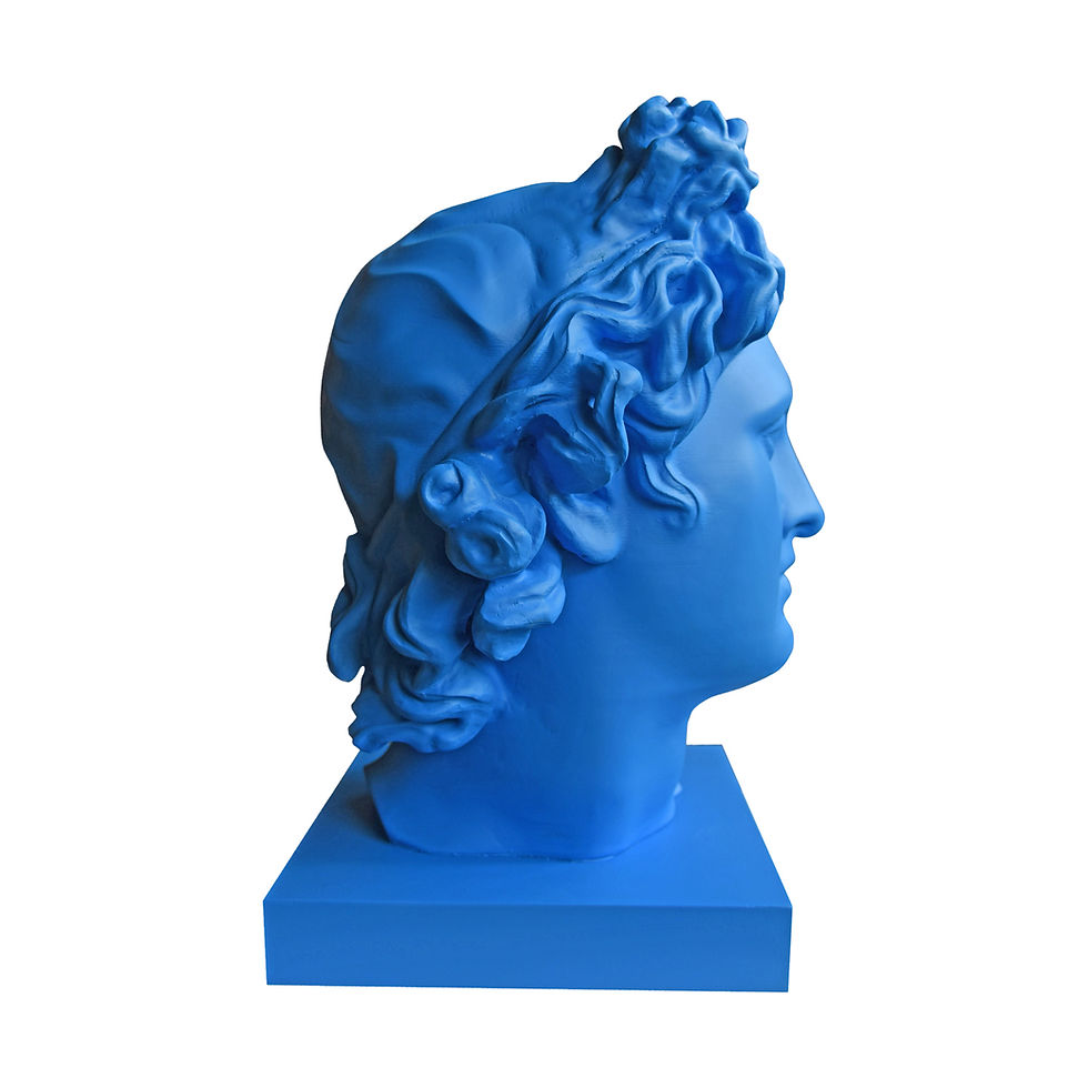 Thumbnail: Contemporary Apollo sculpture Apolo Blue, Paloma Castello, 2025, pop blue bust figurative head