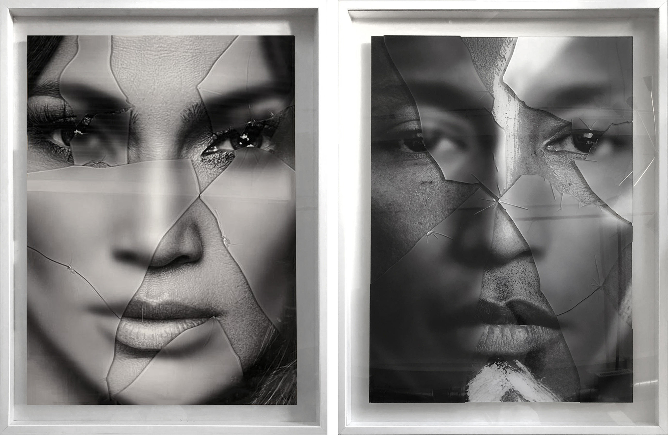 JLO PHARRELL, Portrait. Mixed media Hunter & Gatti photography contemporary mix media portrait figurative B&W fashion