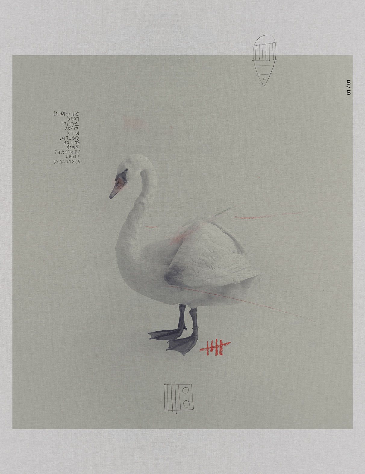 From The ONE series, Mix Media, Photography, pencil, ink and acrylic on fabric, Duck