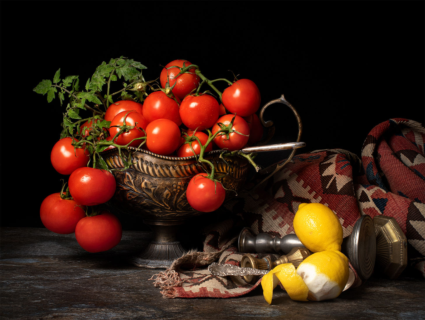 Tomates con Limones. From the bodegones series, Dora Franco, Still life, color Photography, contemporary art