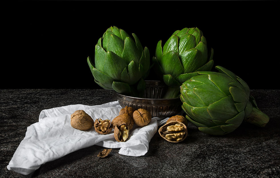 Alcachofas con nueces, From the bodegones series, Dora Franco, Still life, color Photography, contemporary art