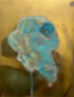 Rodrigo Zampol, Oxidated and varnished brass. Wooden chassis, Abstract Wall Sculpture