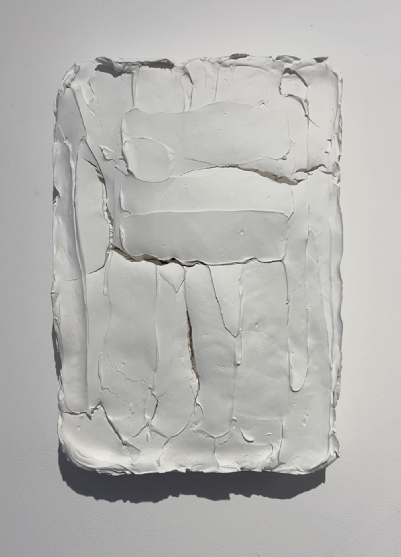 wall sculpture abstract Rodrigo Zampol Plaster abstraction, volumes, cracks, lights, and shadows