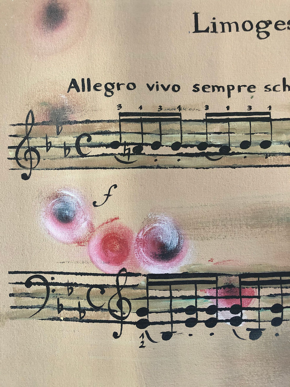Thumbnail: Sergio Bazan Painting music partitures colors argentinian artists contemporay