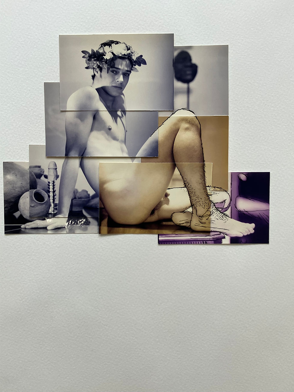Photo Collage Celso Castro male nude portrait human body mixed media contemporary