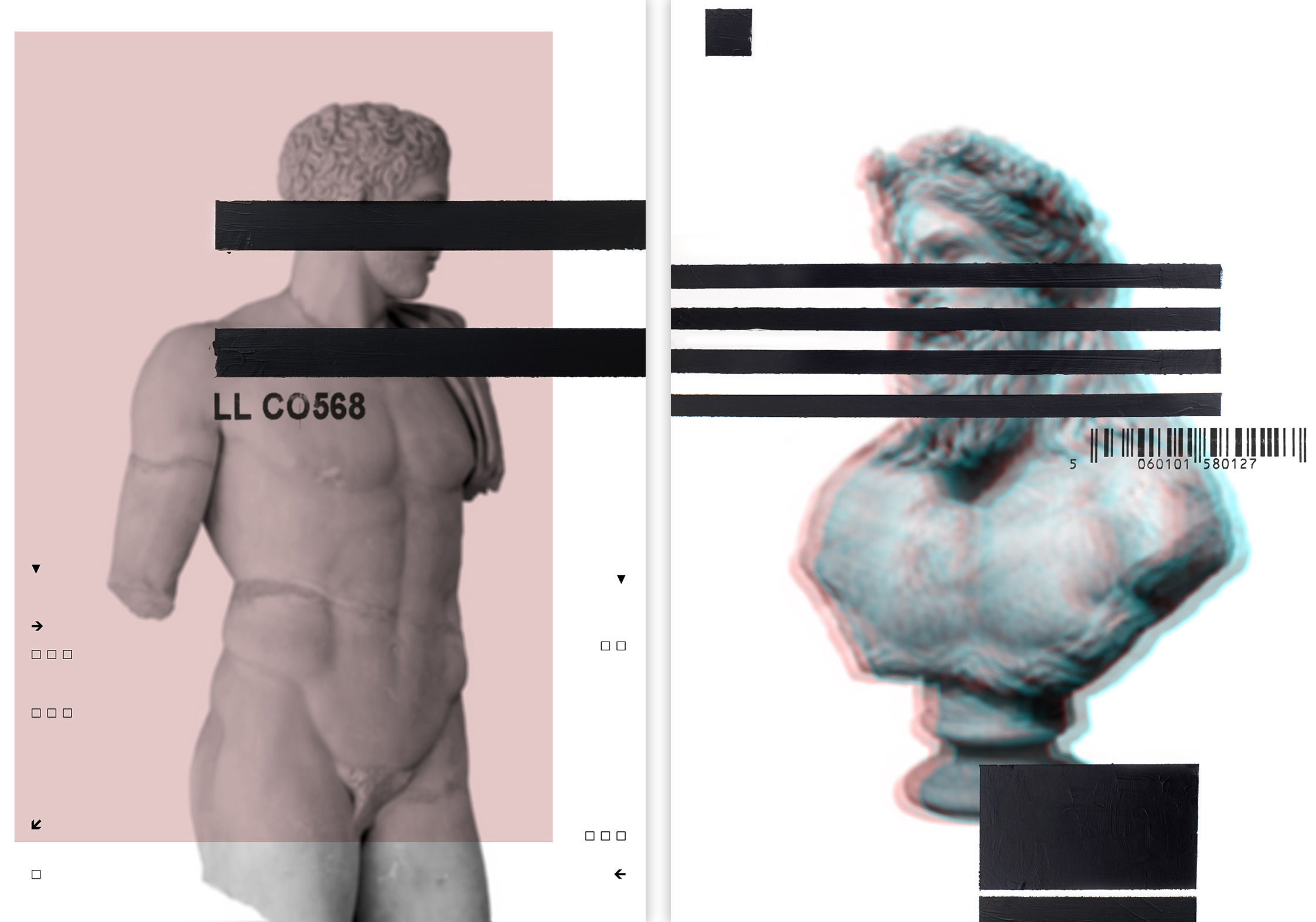 Diptych, mix media Photography, ink and acrylic on paper nude color figurative portrait