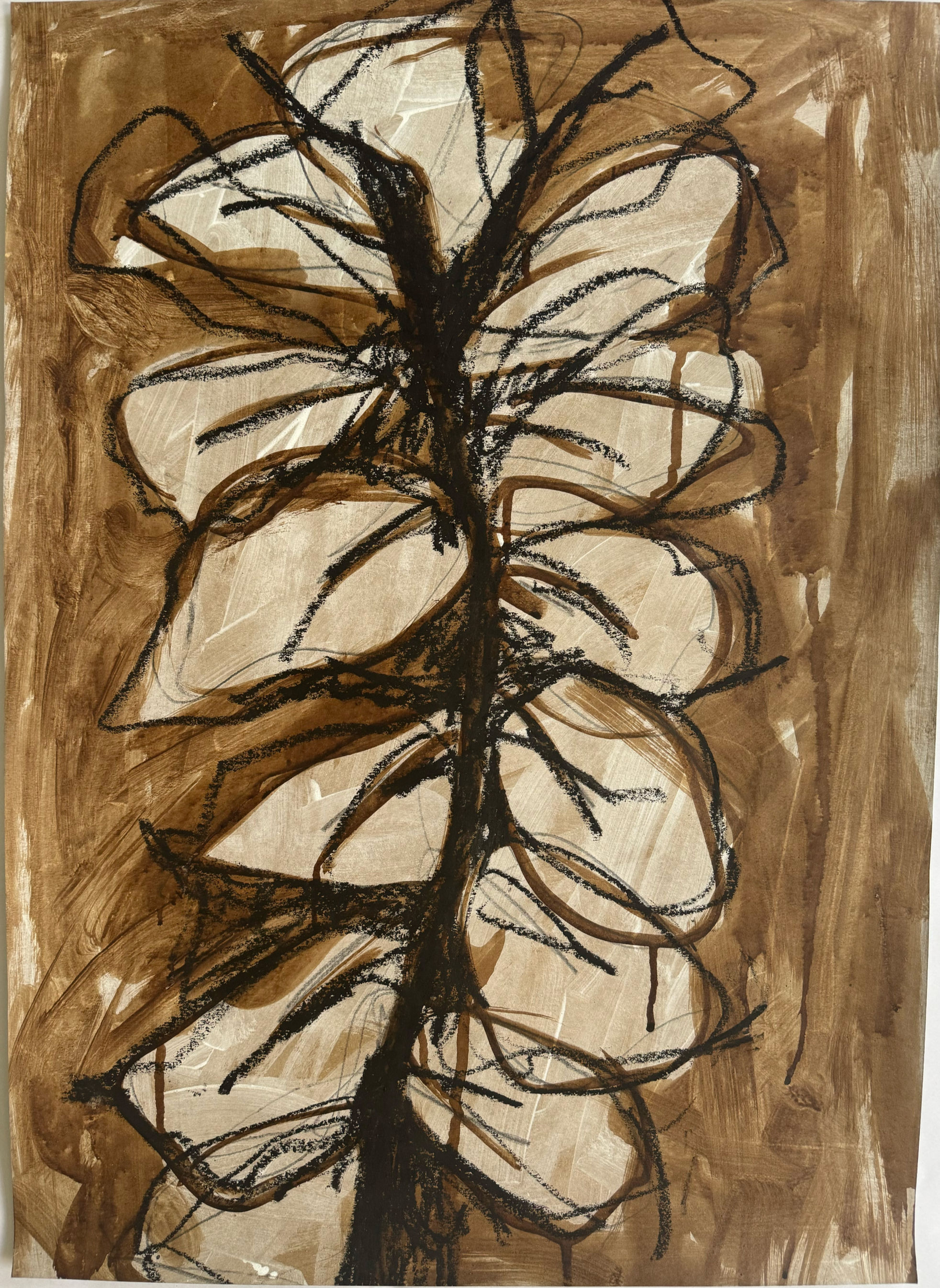 Rita Alaoui drawing Unique work on paper Brou de noix, acrylic and oil sticks on paper abstract contemporary art