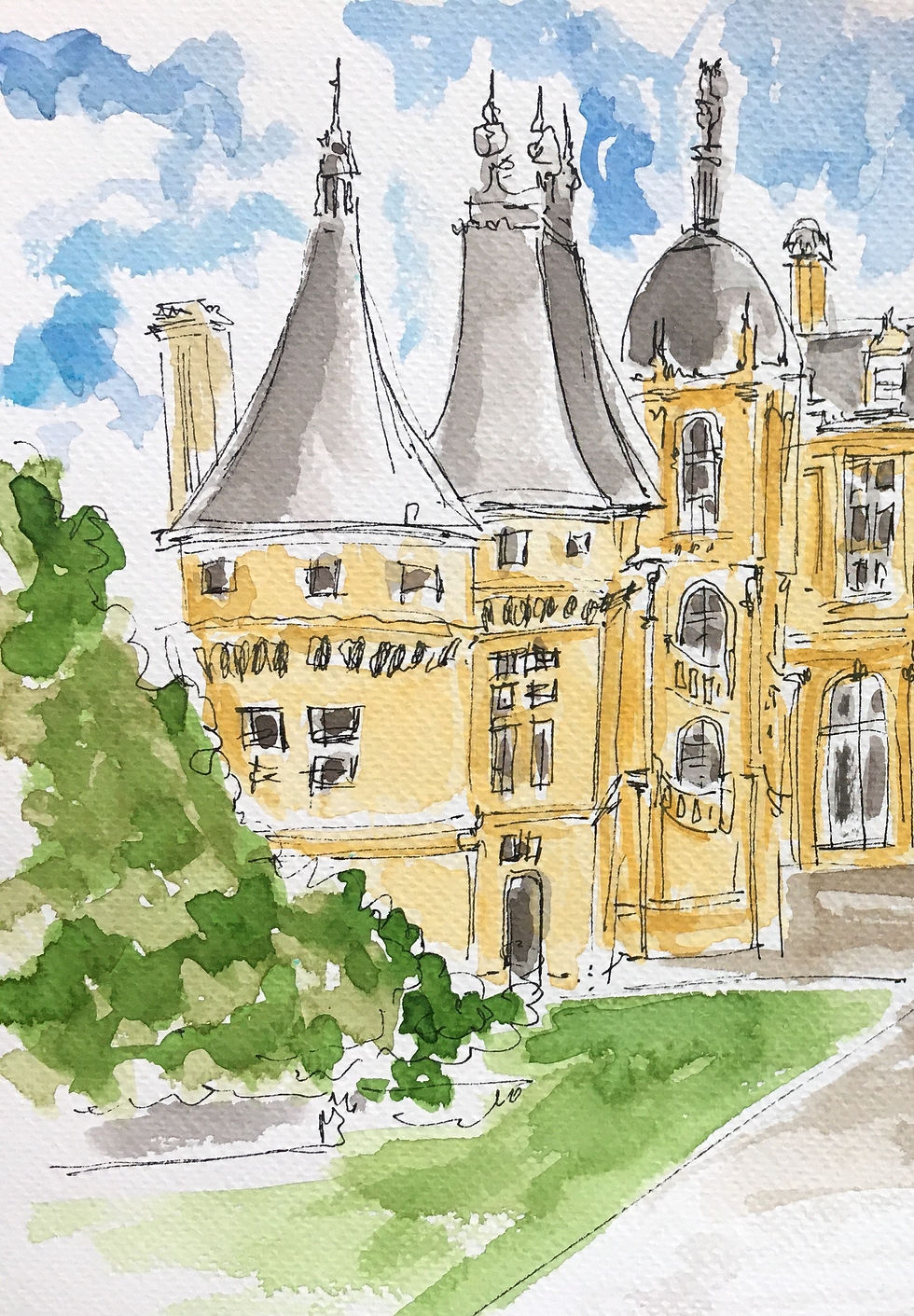 Thumbnail: The Palace drawings works on paper  watercolors society design