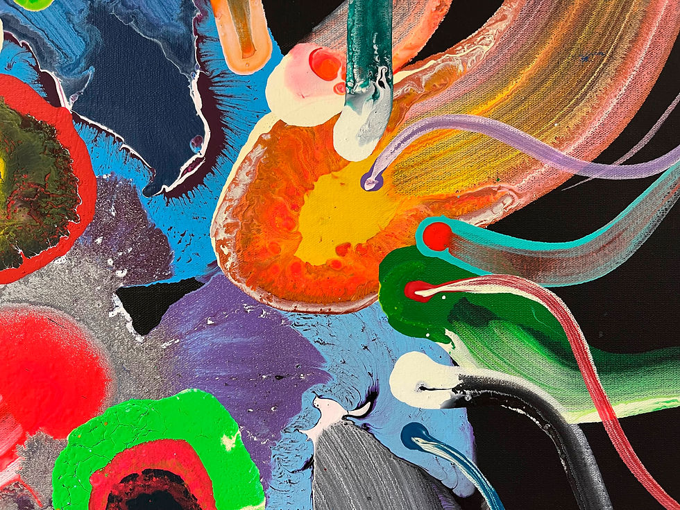 Thumbnail: Yunior Marino abstract oil on canvas abstract painting color geometric mantra