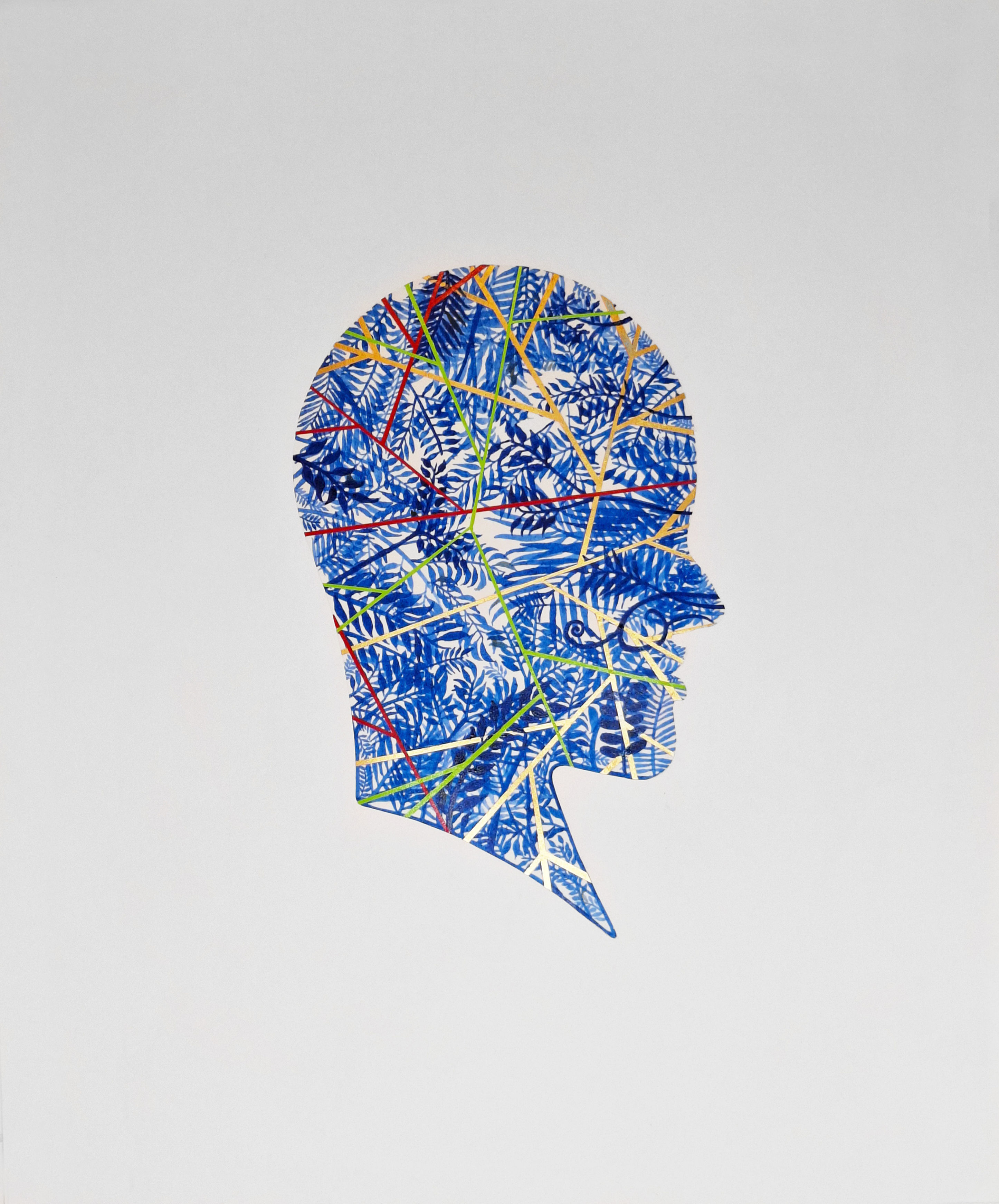 Acrylic paint on cellulose leather figurative abstract color portrait painting