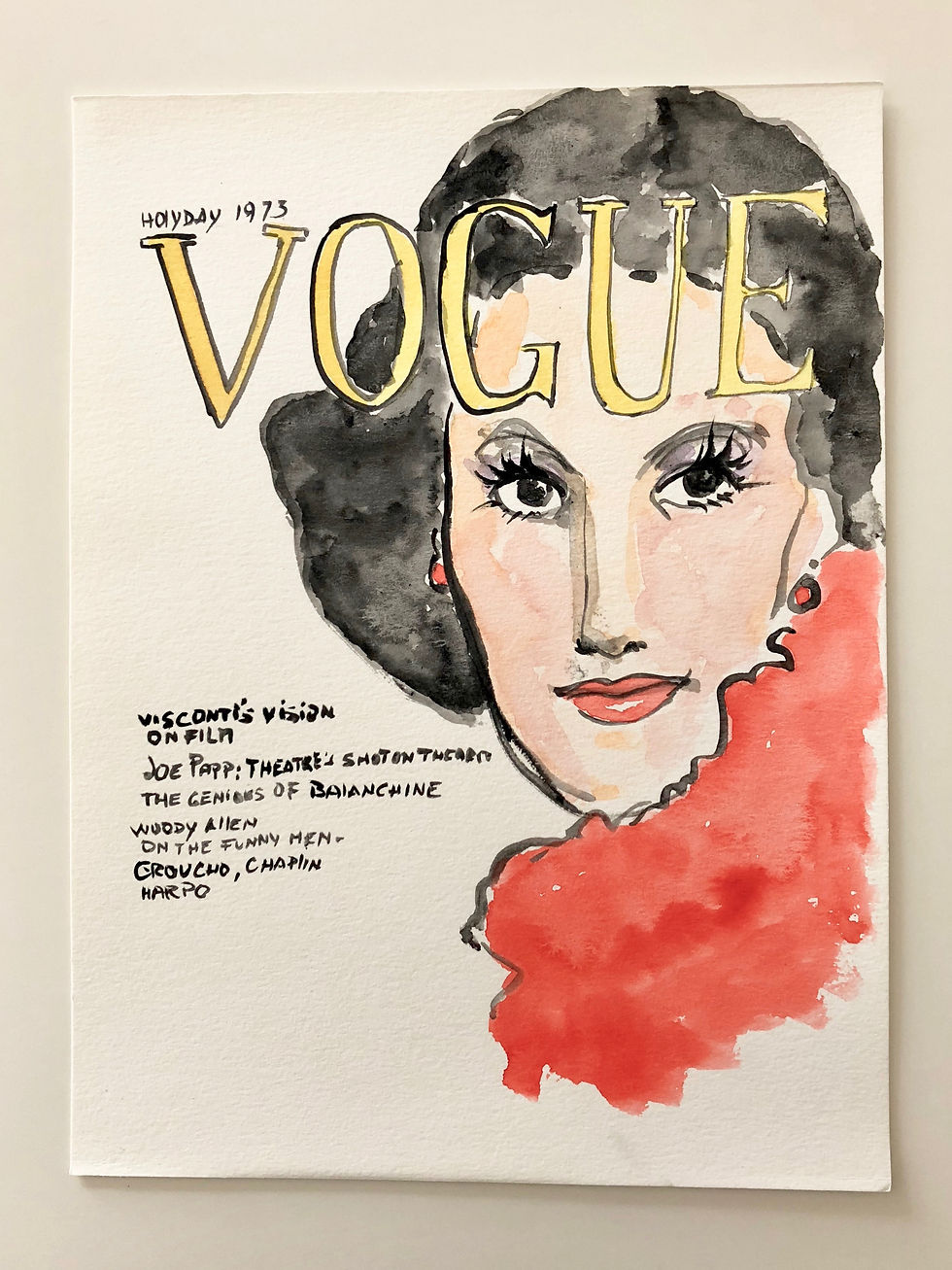 Thumbnail: Watercolor fashion drawings on archive paper figurative models