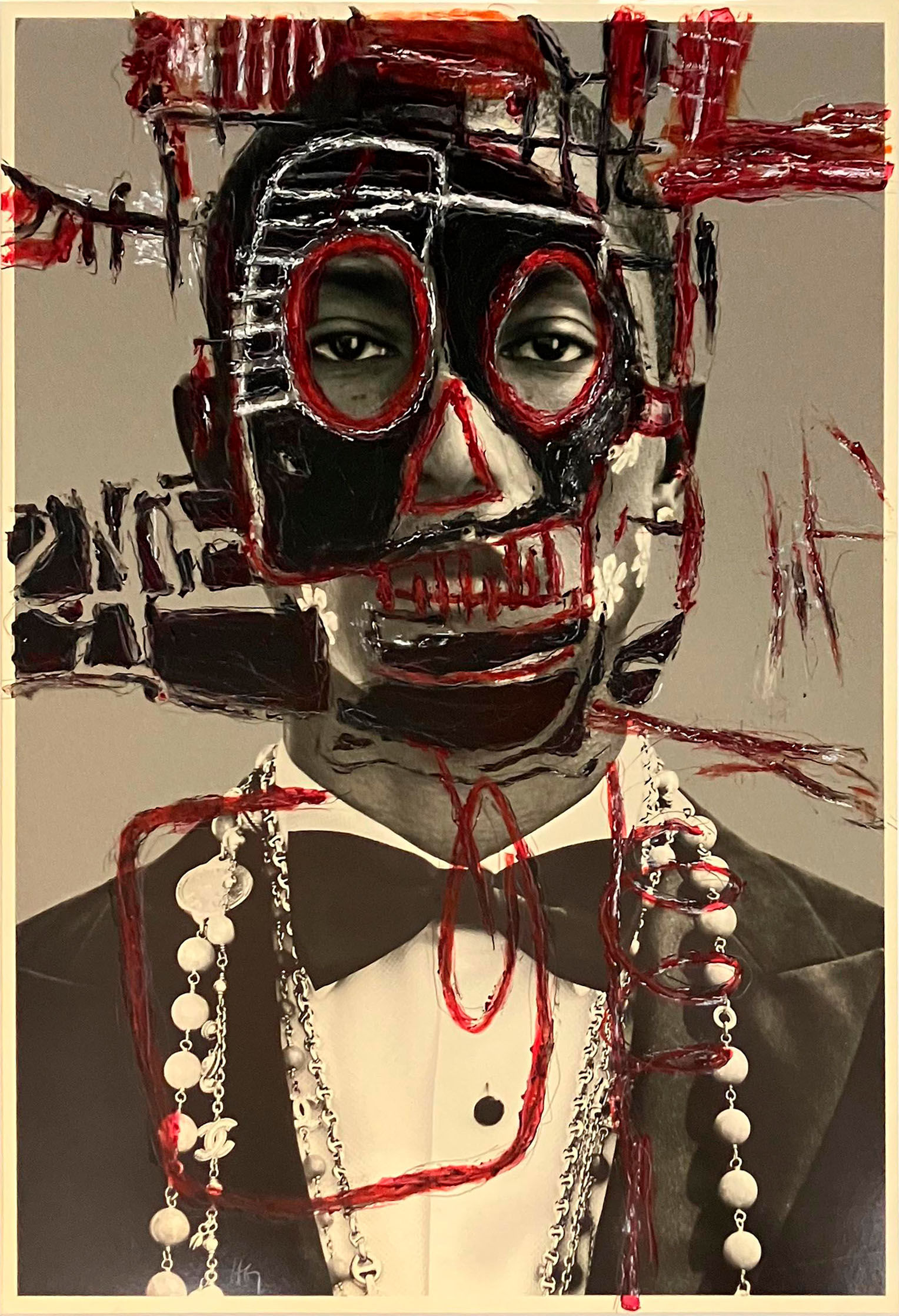 Pharrell B&W Photo intervened by the artists From The IWMYAS series figurative fashion contemporary art