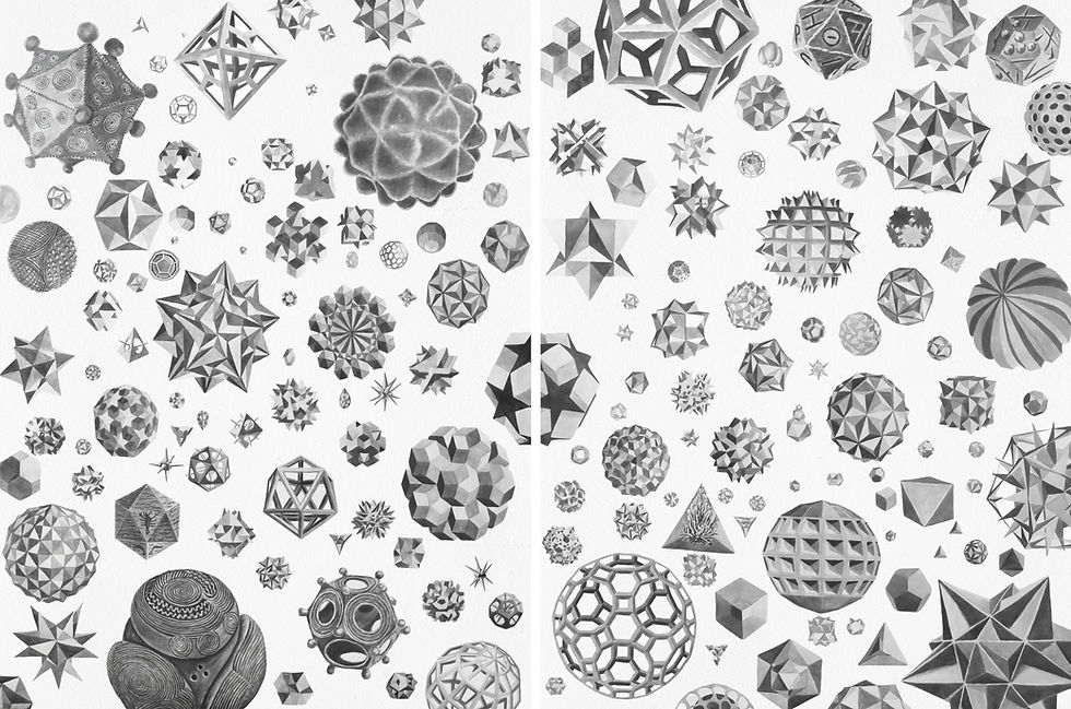 Cielo platon 1 and 3, 2021  From The Series Plato’s Heaven  Soluble graphite on canvas