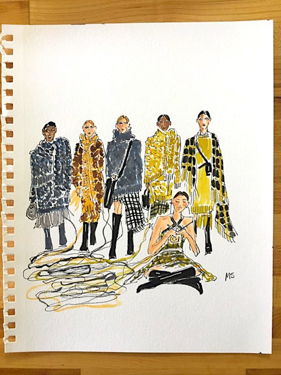 Manuel Santelices drawings works on paper fashion watercolors celebrities society design