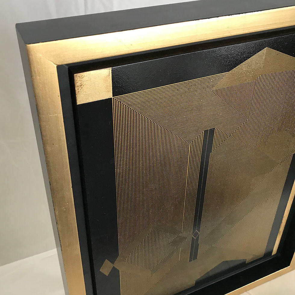 Thumbnail: Francisco Larios abstract painting Gold Leaf, Wood, Lacquer, Oil, Acrylic, Wood Panel