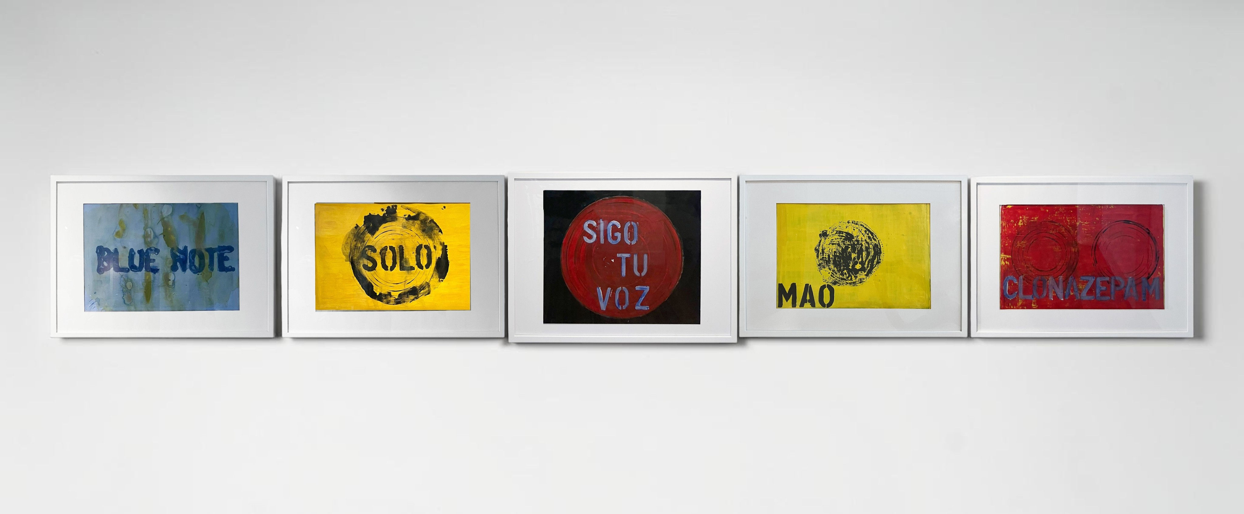 Sergio Bazan works on paper acrylic paint abstract text contemporary music