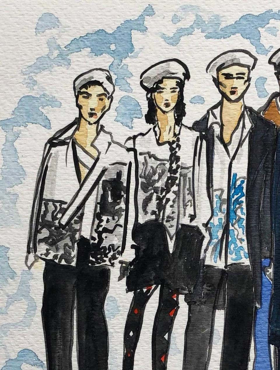 Thumbnail: Manuel Santelices drawings works on paper fashion watercolors celebrities society design
