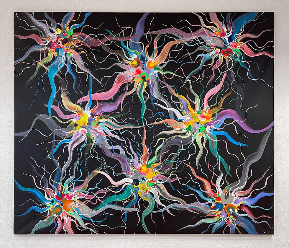 Yunior Marino abstract oil on canvas abstract painting color geometric mantra