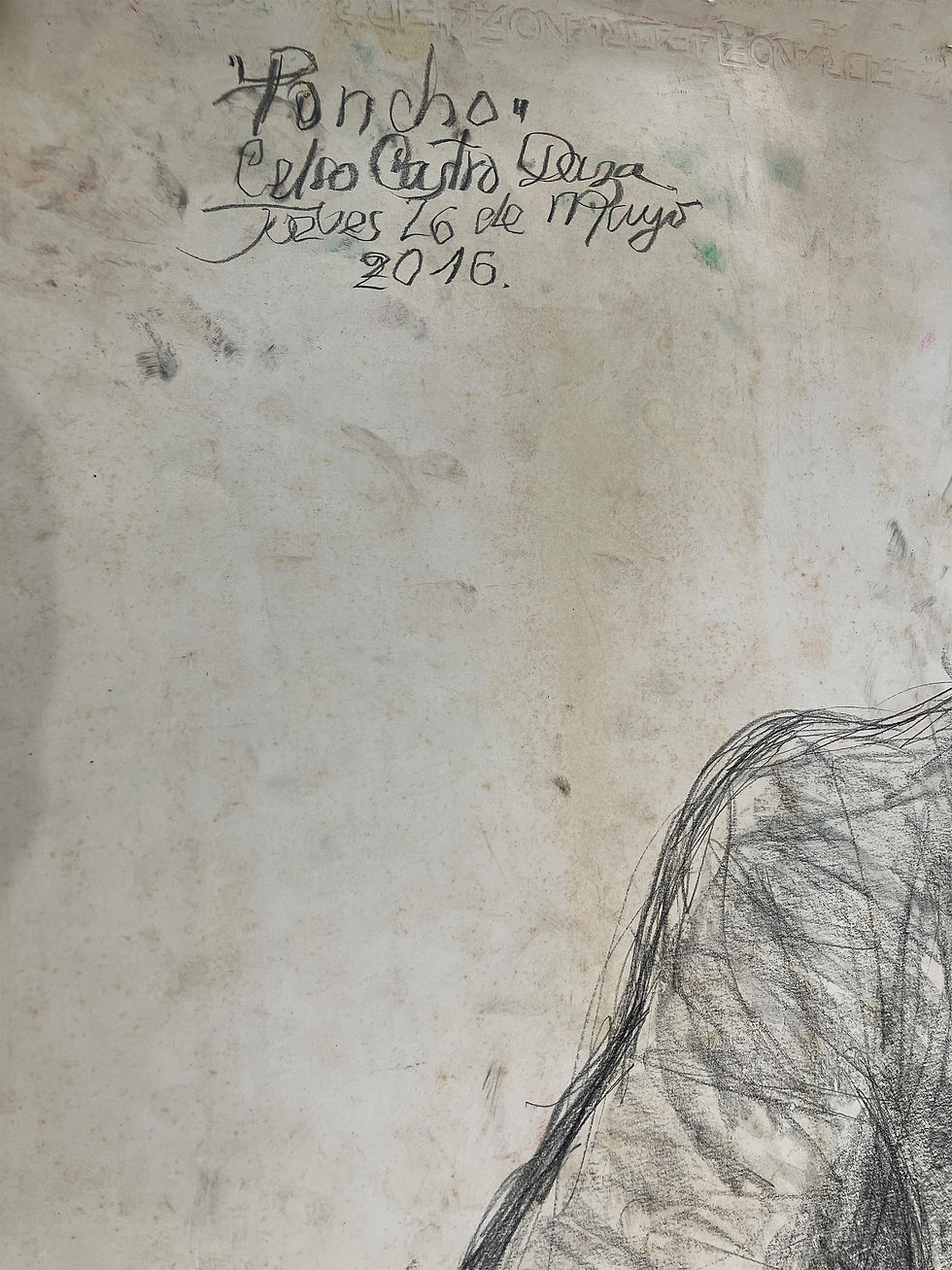 Thumbnail: Poncho Jueves 26 de Mayo, portrait, illustration,pencil, figurative, Pencil on archival paper