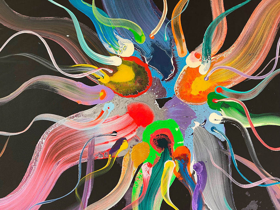 Thumbnail: Yunior Marino abstract oil on canvas abstract painting color geometric mantra