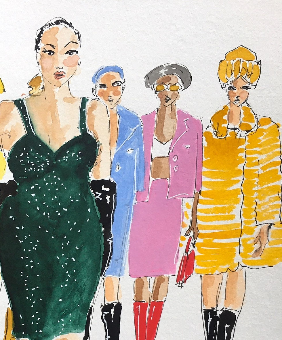 Manuel Santelices drawings works on paper fashion watercolors celebrities society design