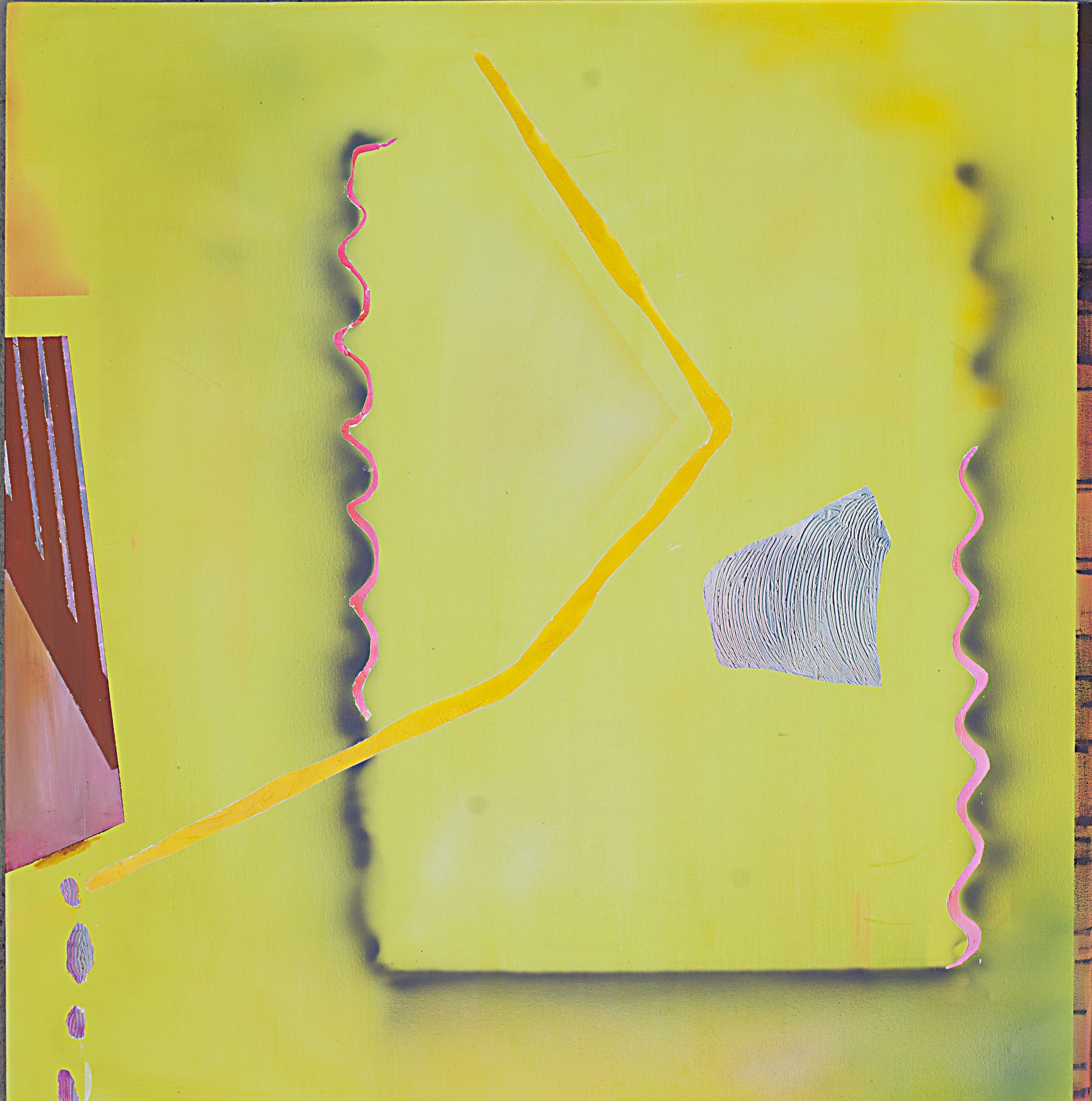 Derivas sobre fondo I, 2025 From Derivas sobre fondo series (Drift on the background series) Mixed media (acrylic and spray