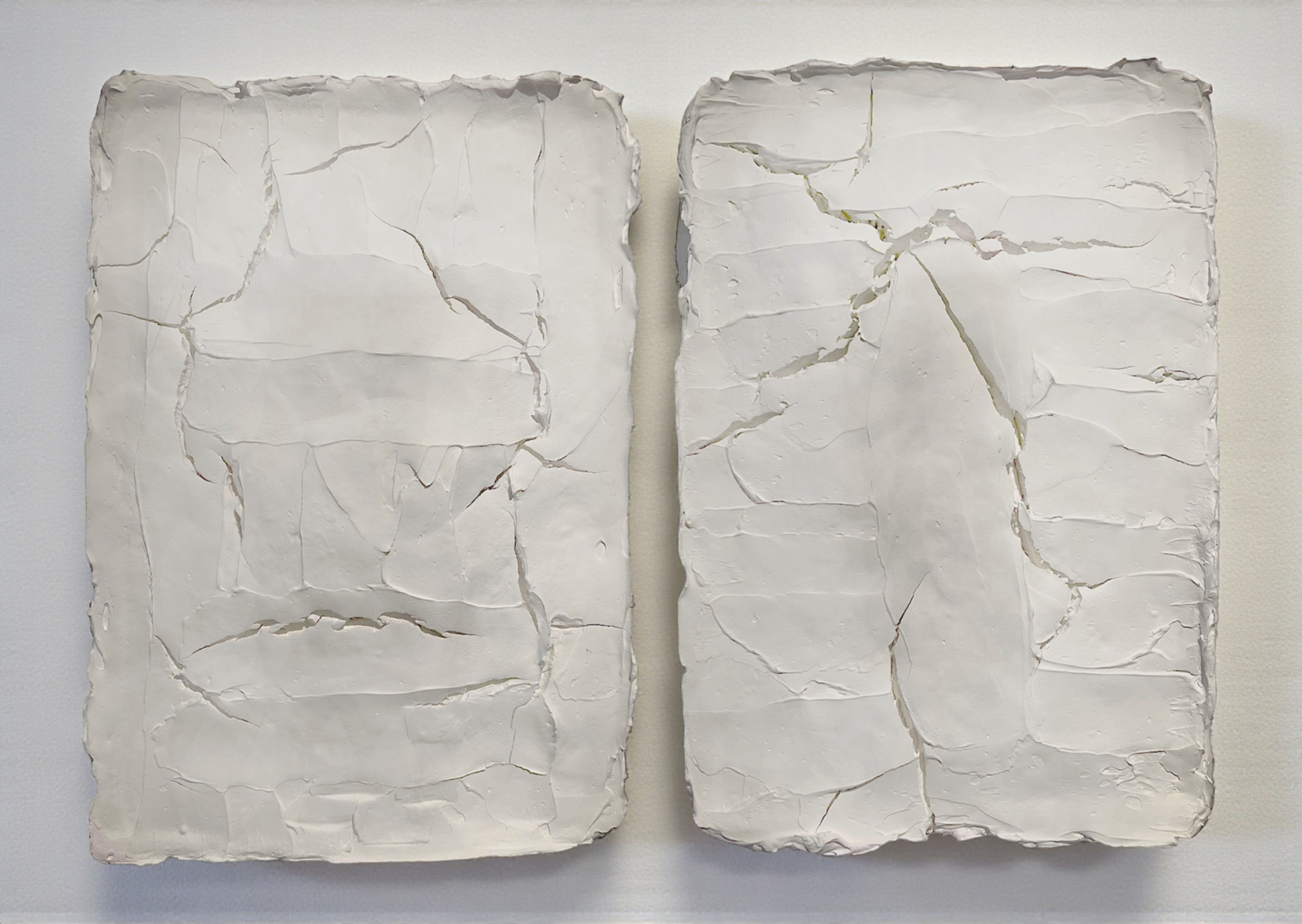 Plaster on canvas wall sculpture abstract Rodrigo Zampol pigments cracked