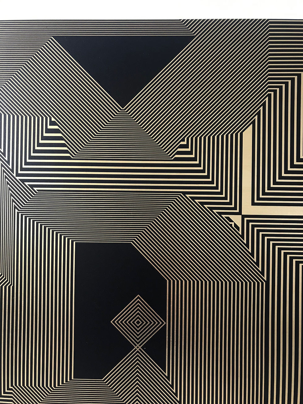 Thumbnail: Lacquer, Acrylic, Oil and Gold Leaf on MDF Francisco Larios Painting Abstract gold contemporary