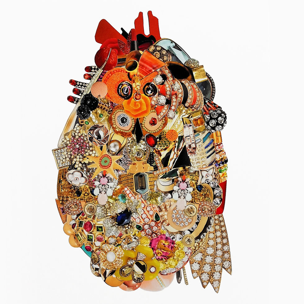 From The Series Invasion Gama Assembly made with paper cutouts from magazines on cotton paper contemporary art